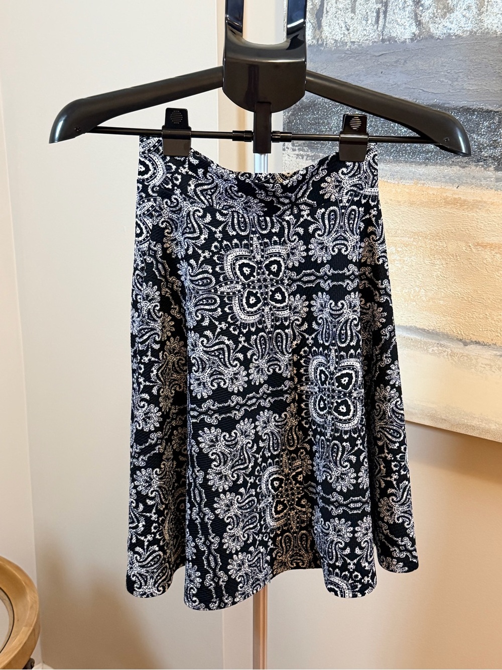 Charlotte Russe Black and White Paisley Skater Skirt